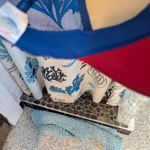 Vintage Pabst Blue Ribbon Red, White + Blue Mesh Snap Back Trucker Hat - Picture 9 of 11